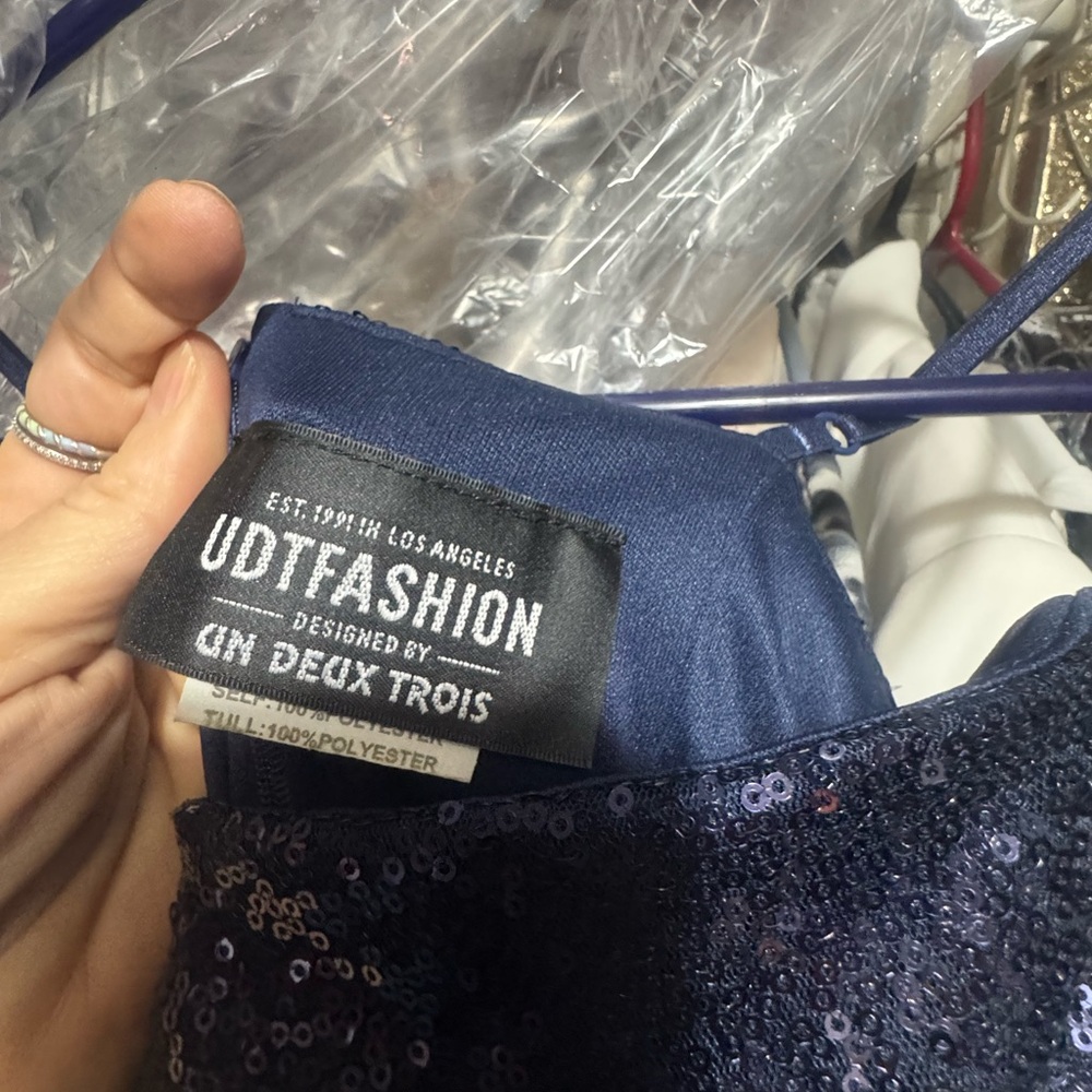 Un Deux Trois Navy Sequin Dress - Picture 5 of 7